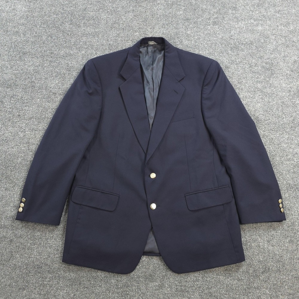 Vintage Burberrys Blazer Mens 46 Blue Super 100s Wool Jacket Metal Gold Buttons